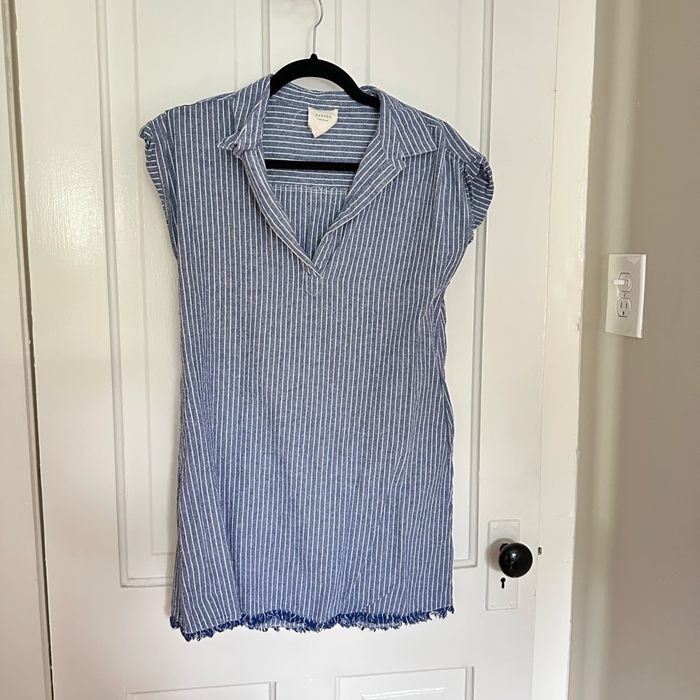 Blue and White Stripe Tunic Top/Beach cover up